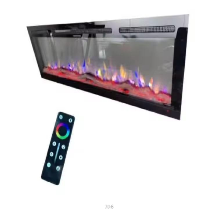 High-Quality 72-Inch One-Sided Electric Fireplace with LED Flame Heated Steel Remote Control