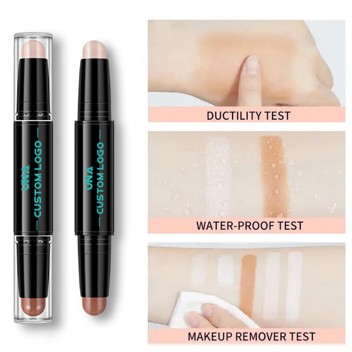 OEM ODM Custom 2 in 1 Face Makeup Waterproof Natural Concealer Shadow Highlighter Contour Stick