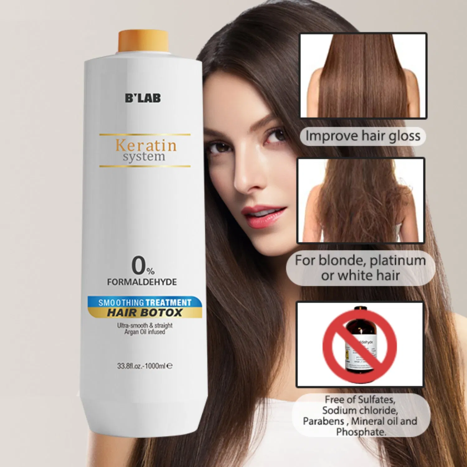1000ml Professional Formula Brazilian Keratin Collagen Hair Straightening Treatment Cream