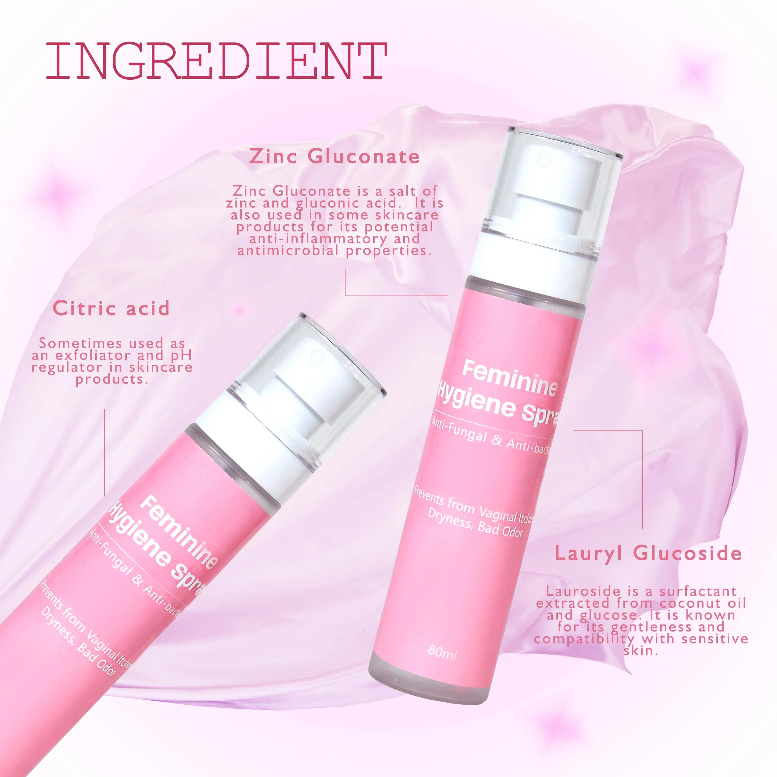 Private Label Natural Moisturizing Yoni Feminine Hygiene Spray Antibacterial Anti-Fungal Intimate Mist
