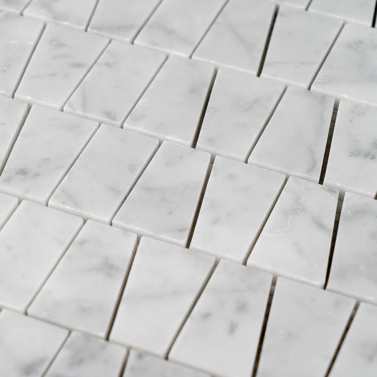Carrara Trapezoid Patterned Marble Mosaic Tile