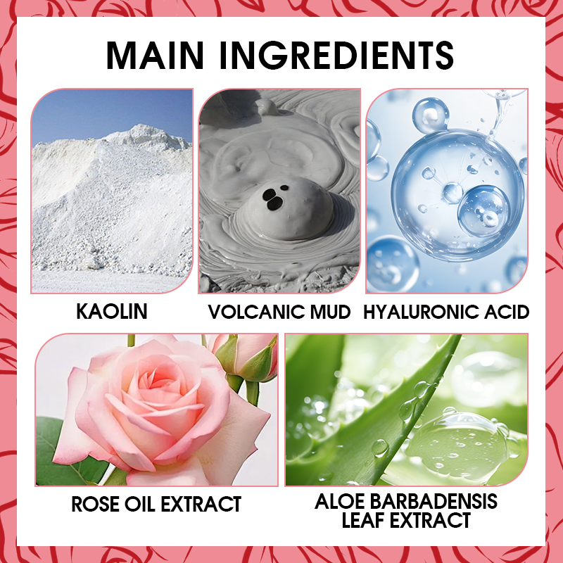 ODM Face Mud Mask Paraben-Free Moisturizing Antioxidant & Kaolin & Rose Purifying Mask
