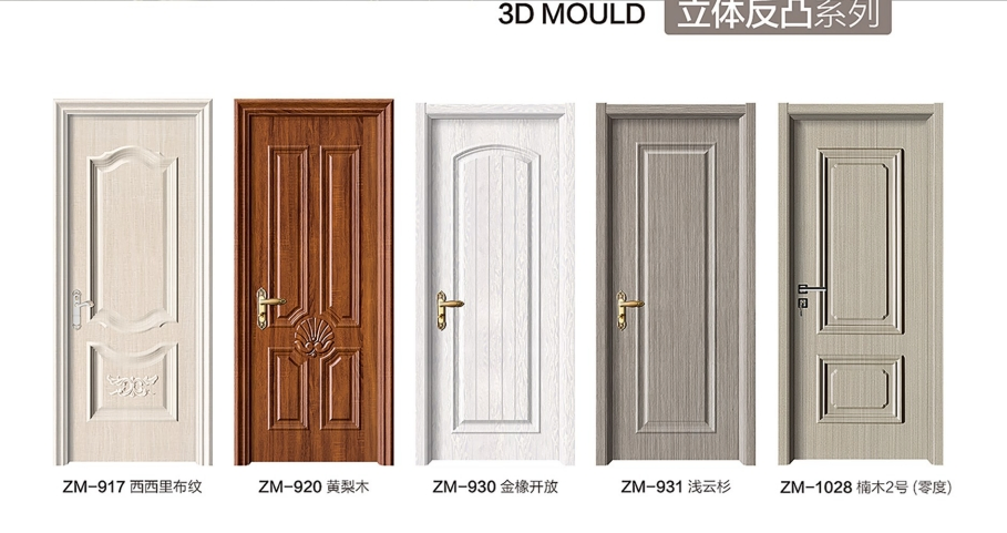 Finished Different Choices as Below Carton or Customised WPC Wooden Door