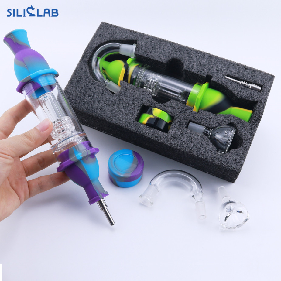 Gift Box Glass Water Pipe Set 6in1 Nectar Collector DAB Rig Travel Kit Glass Oil Burner Smoking Bubbler Pipes