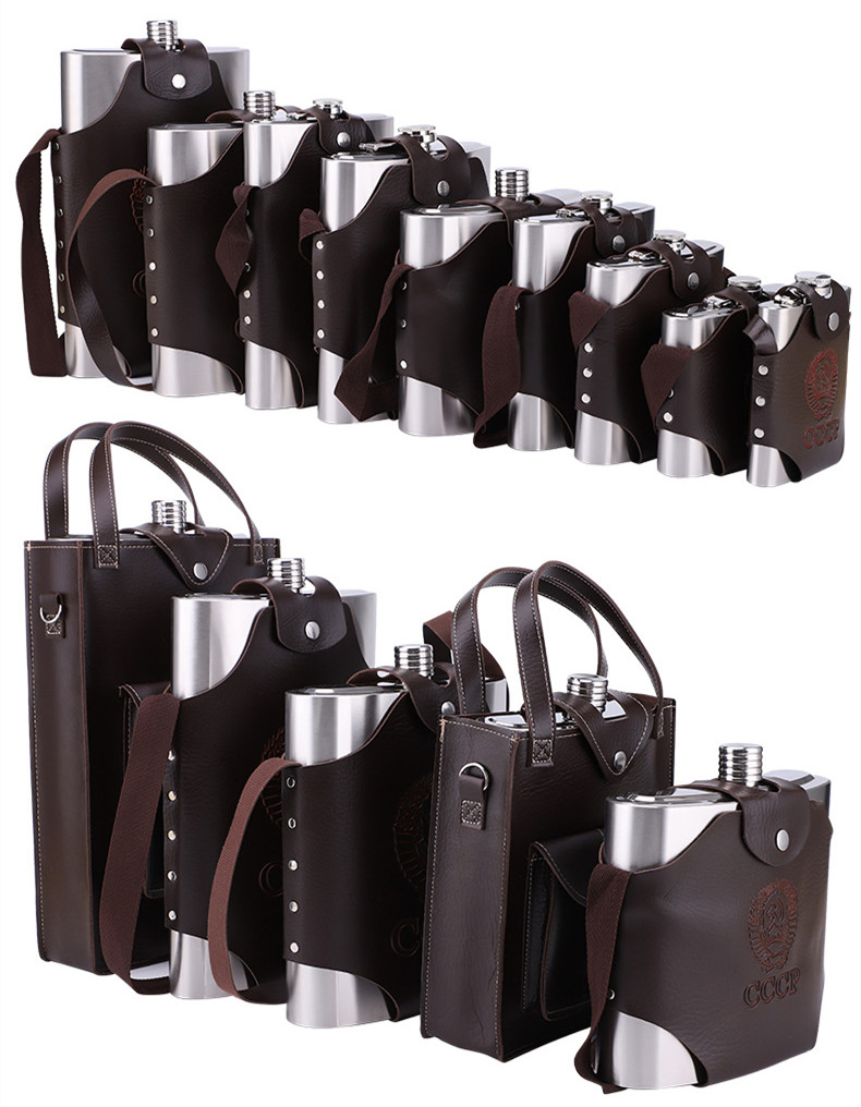 Outdoorsportablestainless Steel Flagon Hip Flask Wine Pot with The Backpack
