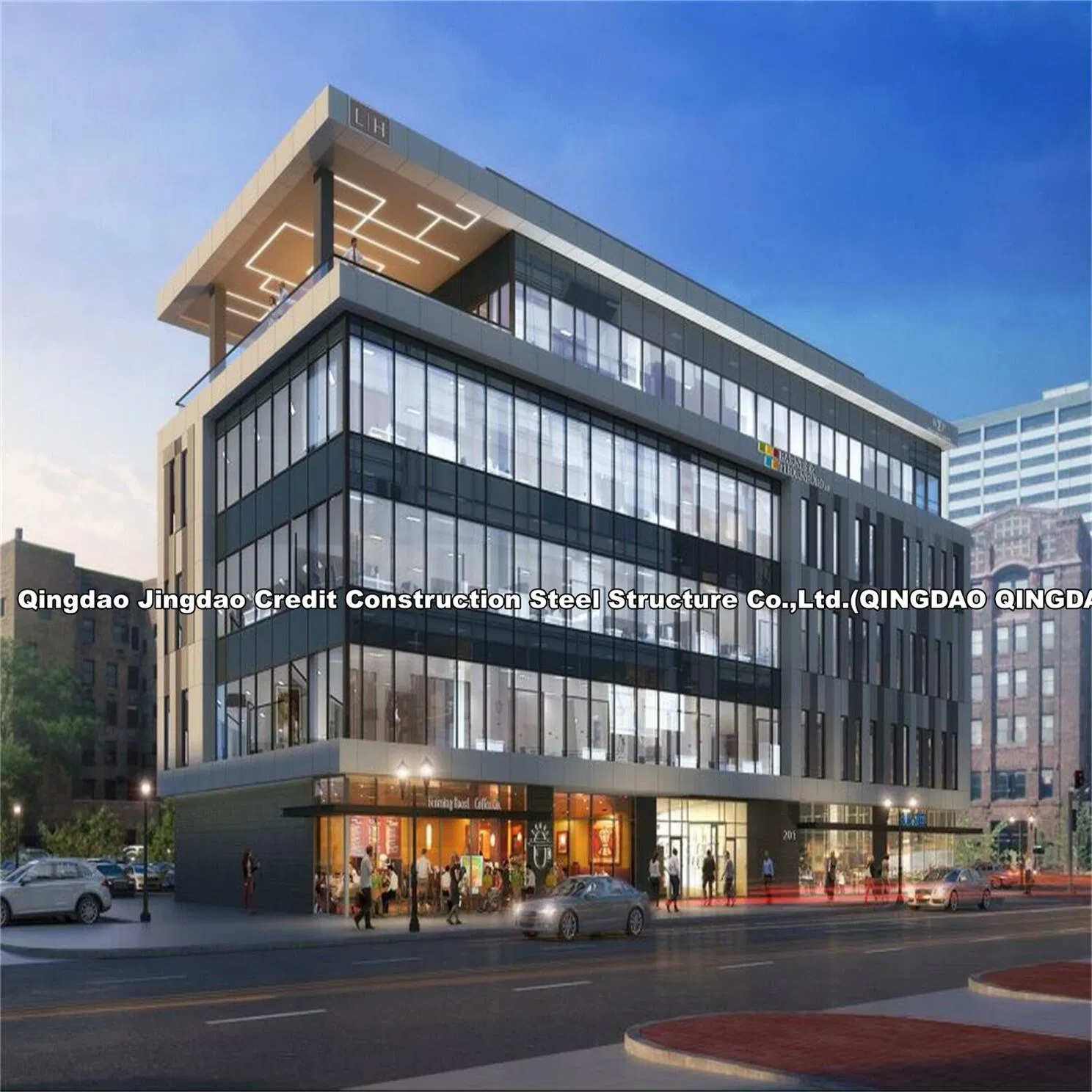 Glass Curtain Wall Steel Frame and Glass Facade High Rise Building Hotel, House, Kiosk, Booth, Office, Hospital