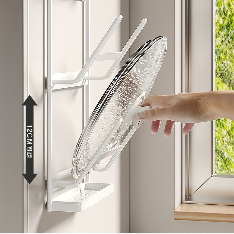 Настенная полка для крышек Funmaxx, 3 яруса, белая