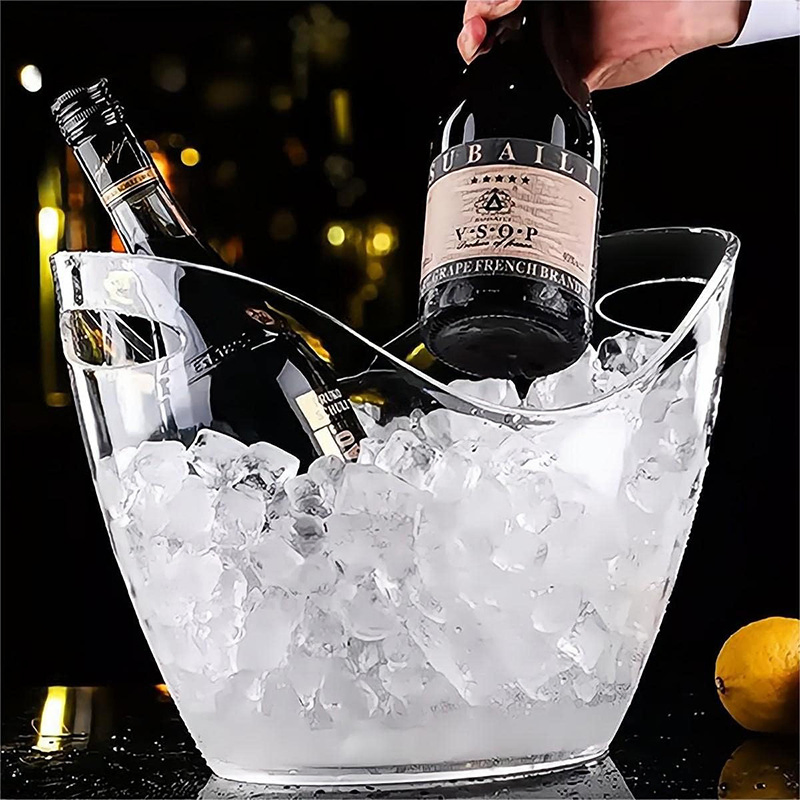 Pet Boat, Ingot-Shaped Bar, Large-Capacity Transparent Champagne, Beer Ice Bucket