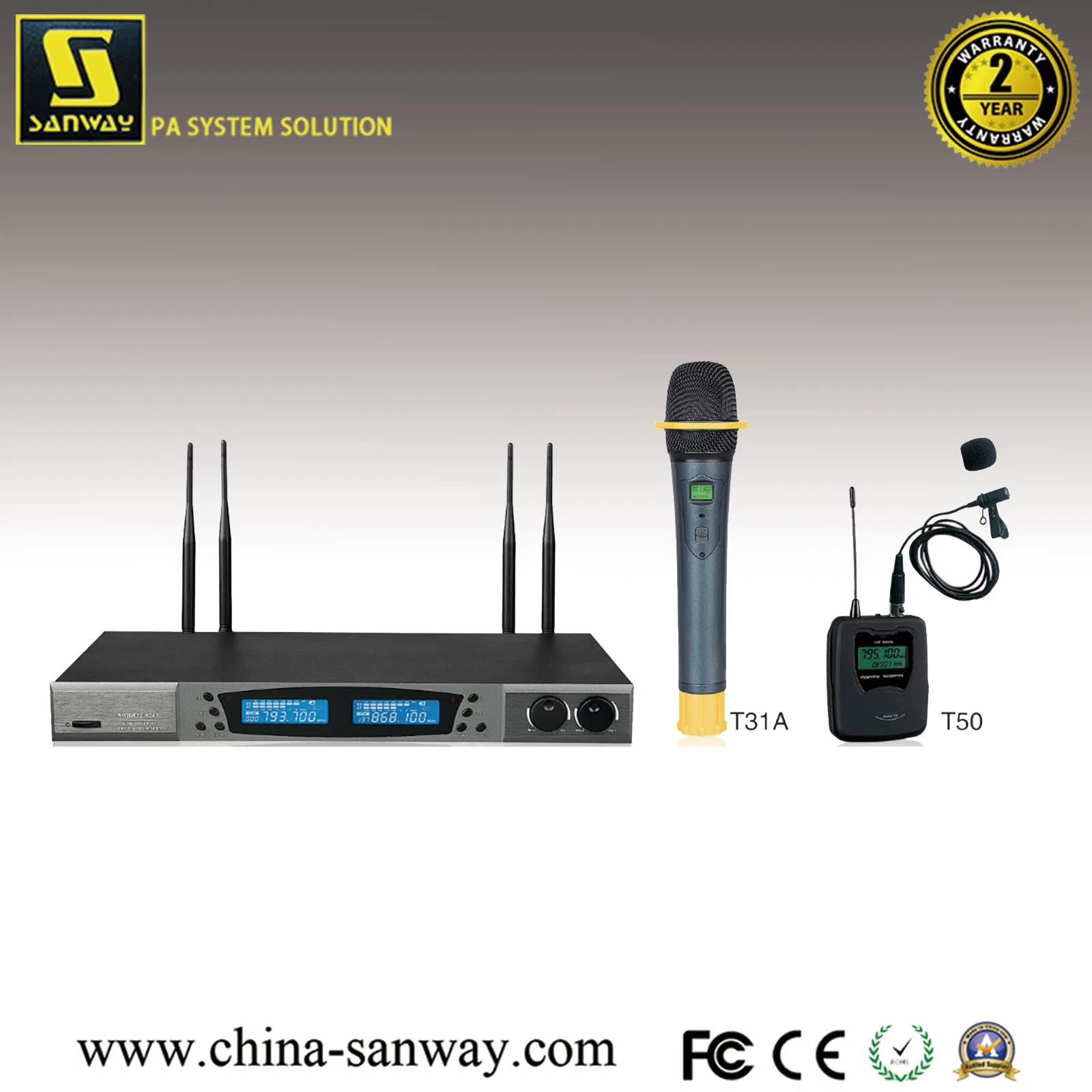 Double Channels UHF Cordless Microphone (8243)