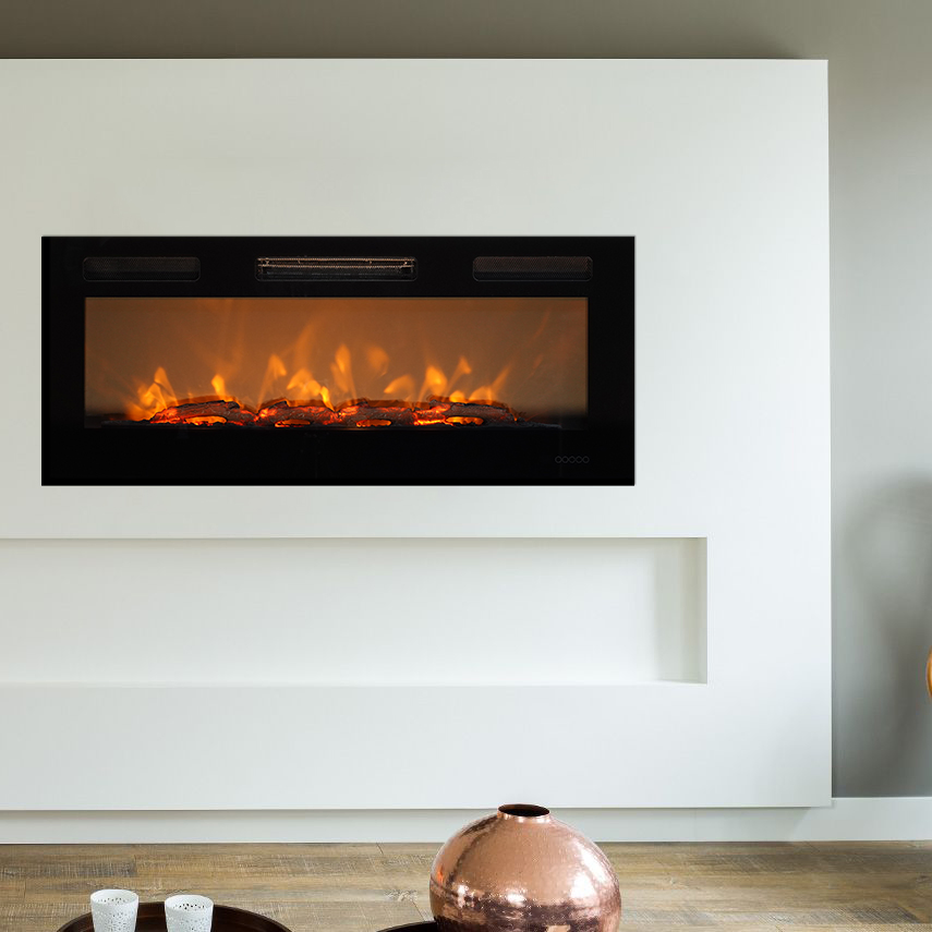OEM Custom Wall Mounted Embedded Wood Boiler Stove Home Fake LED Electric Fireplace Firepit