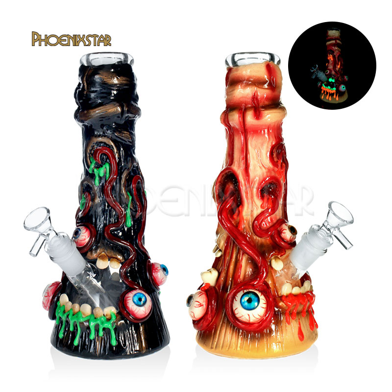 Phoenix Star 10 Inches 7mm Thickness 3D Hand Painting Mixed Colors Smoking Glass Water Pipe
