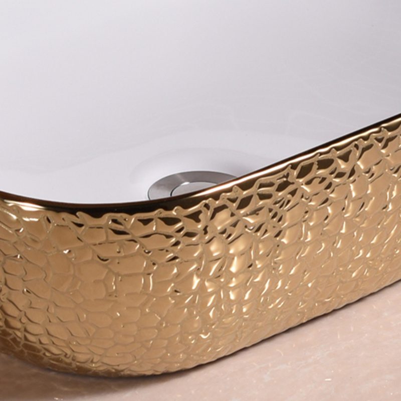 High Quality Golden Plating Color Bathroom Wash Sink Ceramic Sanitary Ware 402bwbj