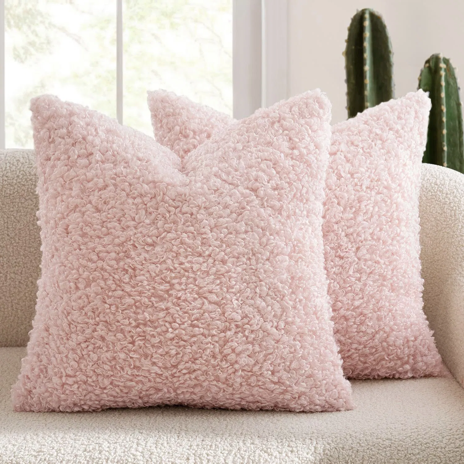 Premium Thickened Teddy Bear Fur Pillow Cover - Soft Plush Solid Color Modern Nordic Sofa Cushion - Cozy Home Decor for Living Room Bedroom