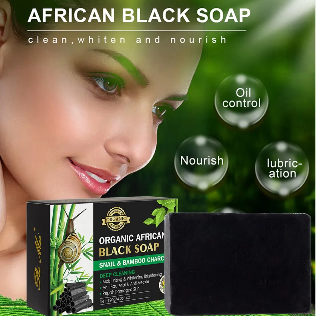 OEM Herbal Organic Handmade African Black Soap for Skin Whitening