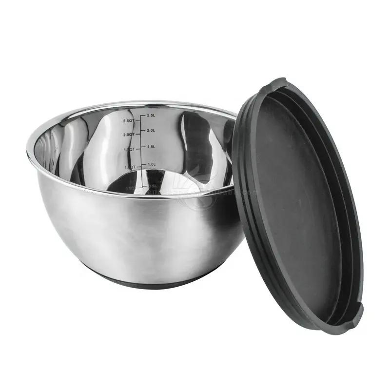 Hot Sale Durable 5PCS Stainless Steel Mixing Bowl Sets Salad Bowl Set with Plastic Lid