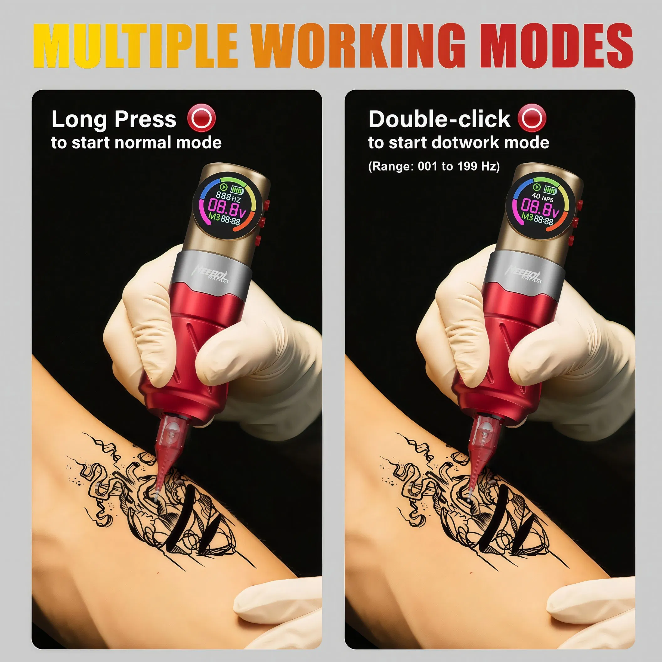 Dual Battery Wireless Electric Steel Tattoo Gun
