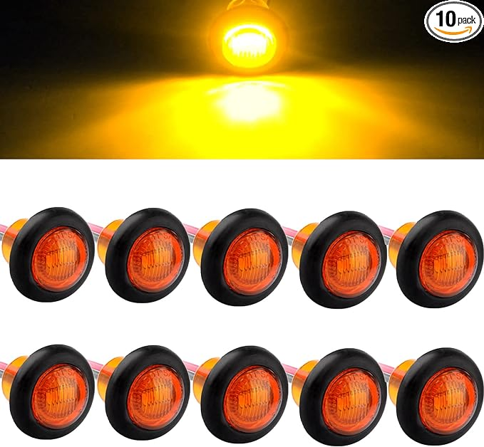 3/4 Inch Round Amber LED Trailer Side Marker Clearance Light