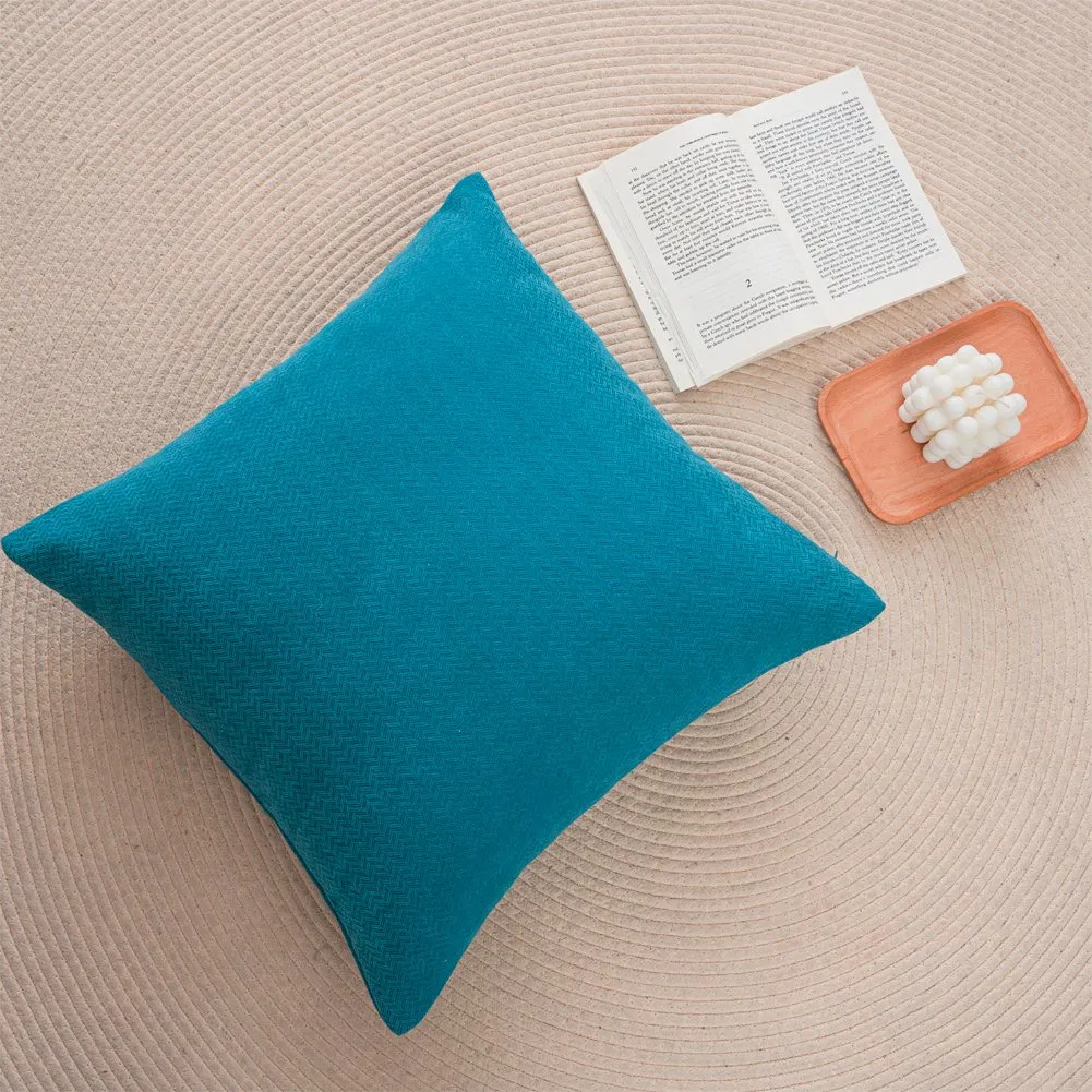 Couch Throw Pillow Covers 18 X 18 Inch Soft Teal Chenille Pillow Covers for Sofa Living Room Solid Dyed Pillow Cases