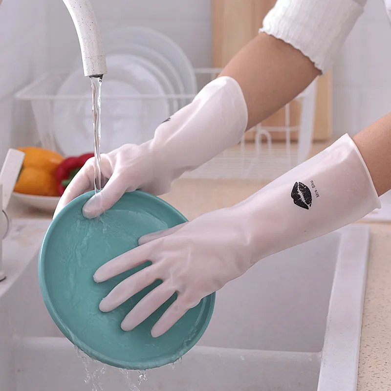 Custom Logo Long Cuff PVC Latex Household Kitchen Gloves Waterproof Cleaning Glove Luvas Guantes