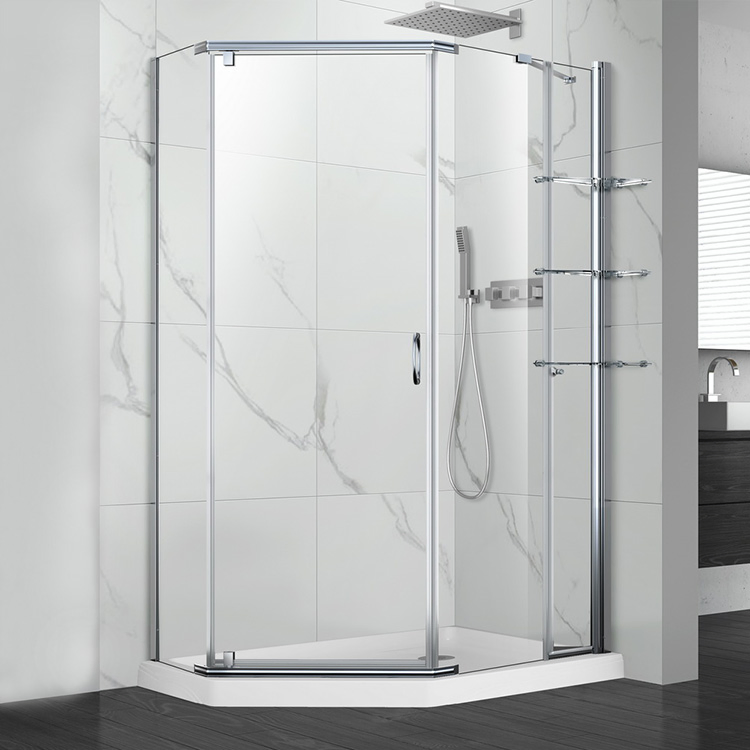 Bathroom Pivot Diamond Shaped Glass Shower Enclosure