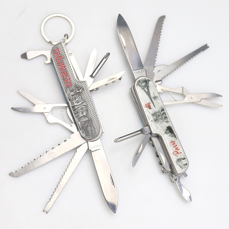 Wholesale Custom Logo 11 in 1 Utility Survival Knife Souvenir Pocket Multifunction Folding Knives