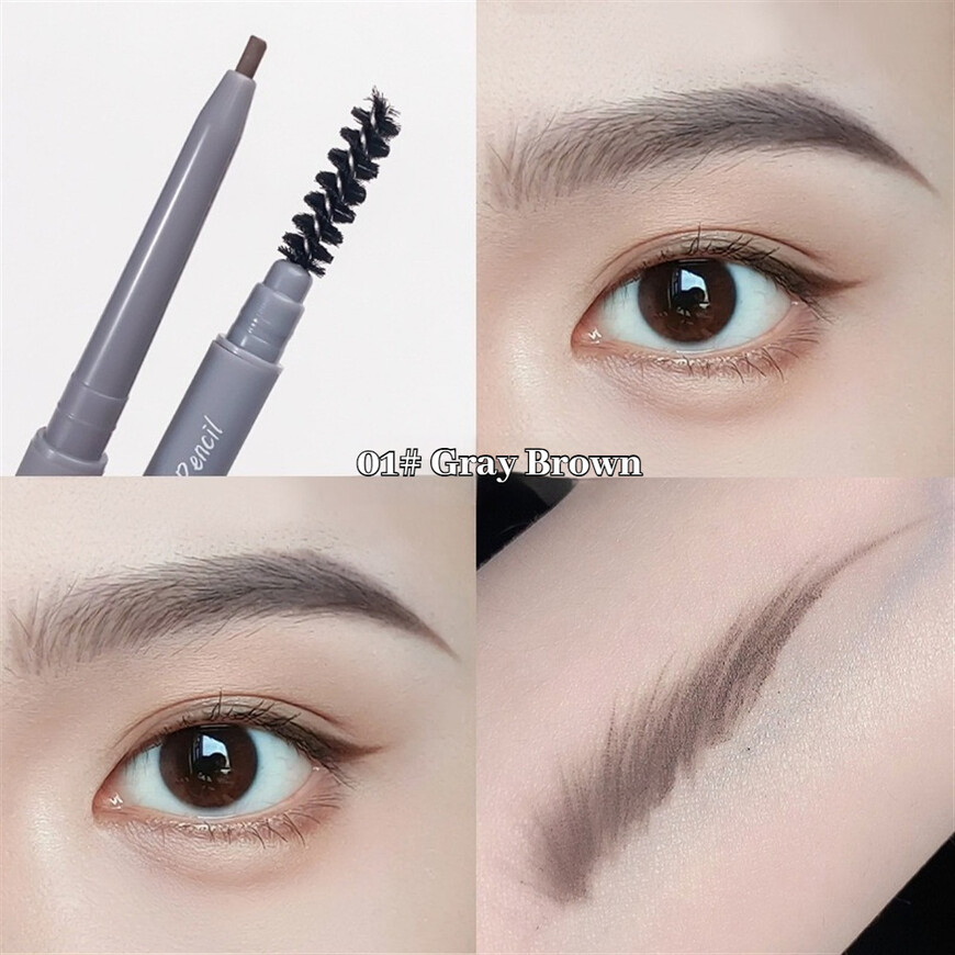 Dual Head Spiral Fine Eyebrow Pencil with Ultra Slim Point and Soft Blending Spoolie for Perfect Brows