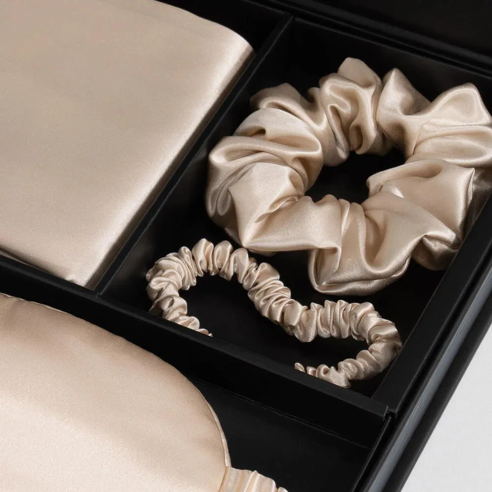 16mm Silk Pillowcases with Logo 100% Pure Silk Eye Mask and Scrunchies