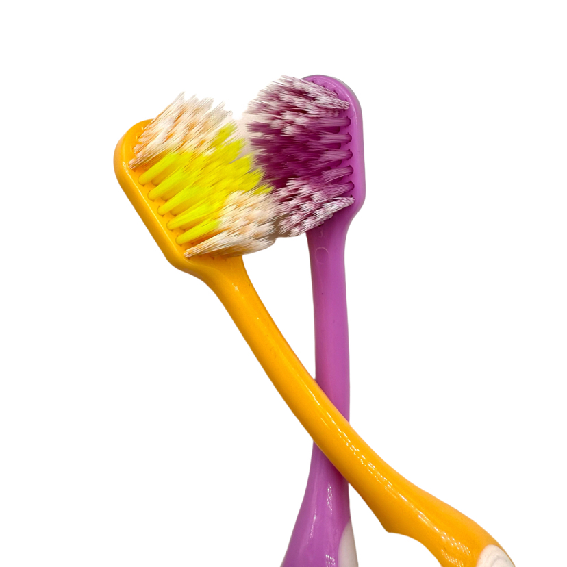 Hot Sale Adult Color Handle Double Color Bristle Massage Plastic Injection Rubber Toothbrush