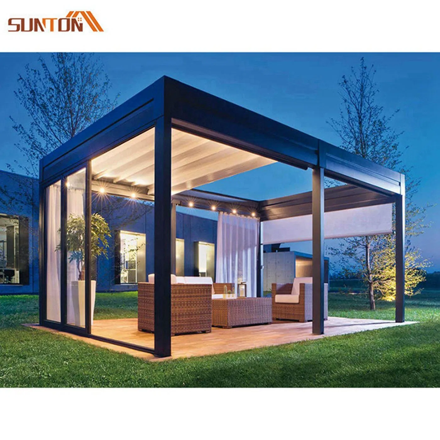 Electrical Aluminum Bioclimatic Pergola Arches Trees Roof Pavilion for Arbours Pergolas & Bridges