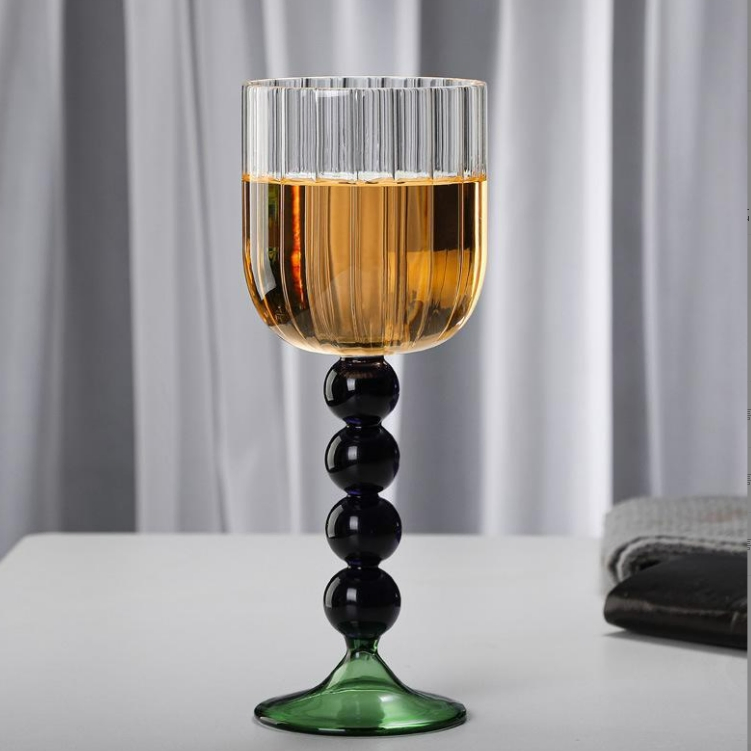 High Borosilicate Glass Goblet Wine Glass Cup Vintage Colored Bead Glass Fruit Wine Jar