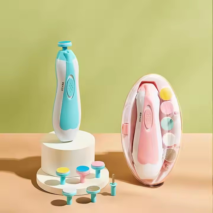 Nail Cutter Baby Nail Trimmer 6 in 1 Safe Electric Baby Nail File Clipper Manicure Pedicure Fingernail Scissors with Light