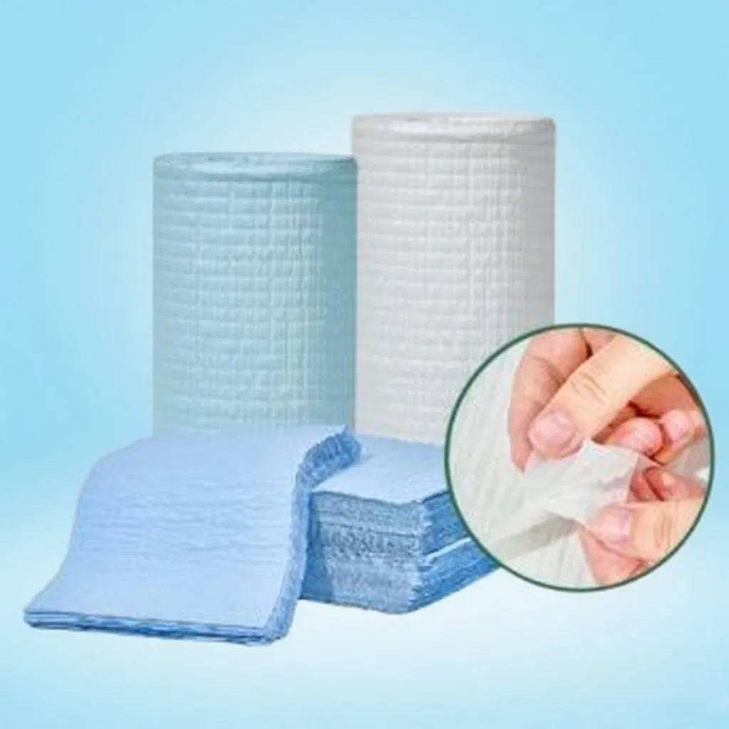 Perforated Medical/Kitchen Scrim Paper Rolls Degradable Dustless Wood Pulp Free of Fluorescent Agents