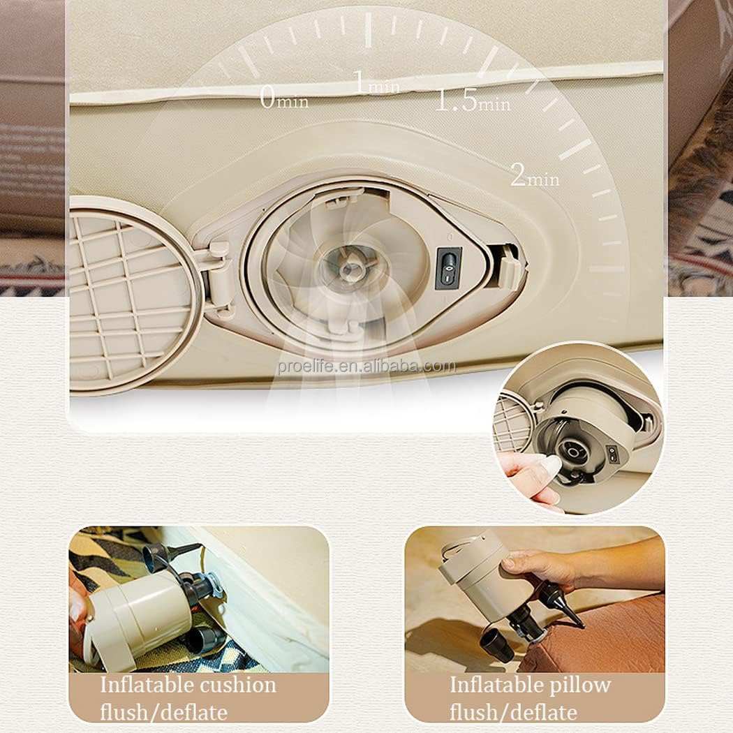 Матрас надувной флокированный с подушками для кемпинга и путешествий