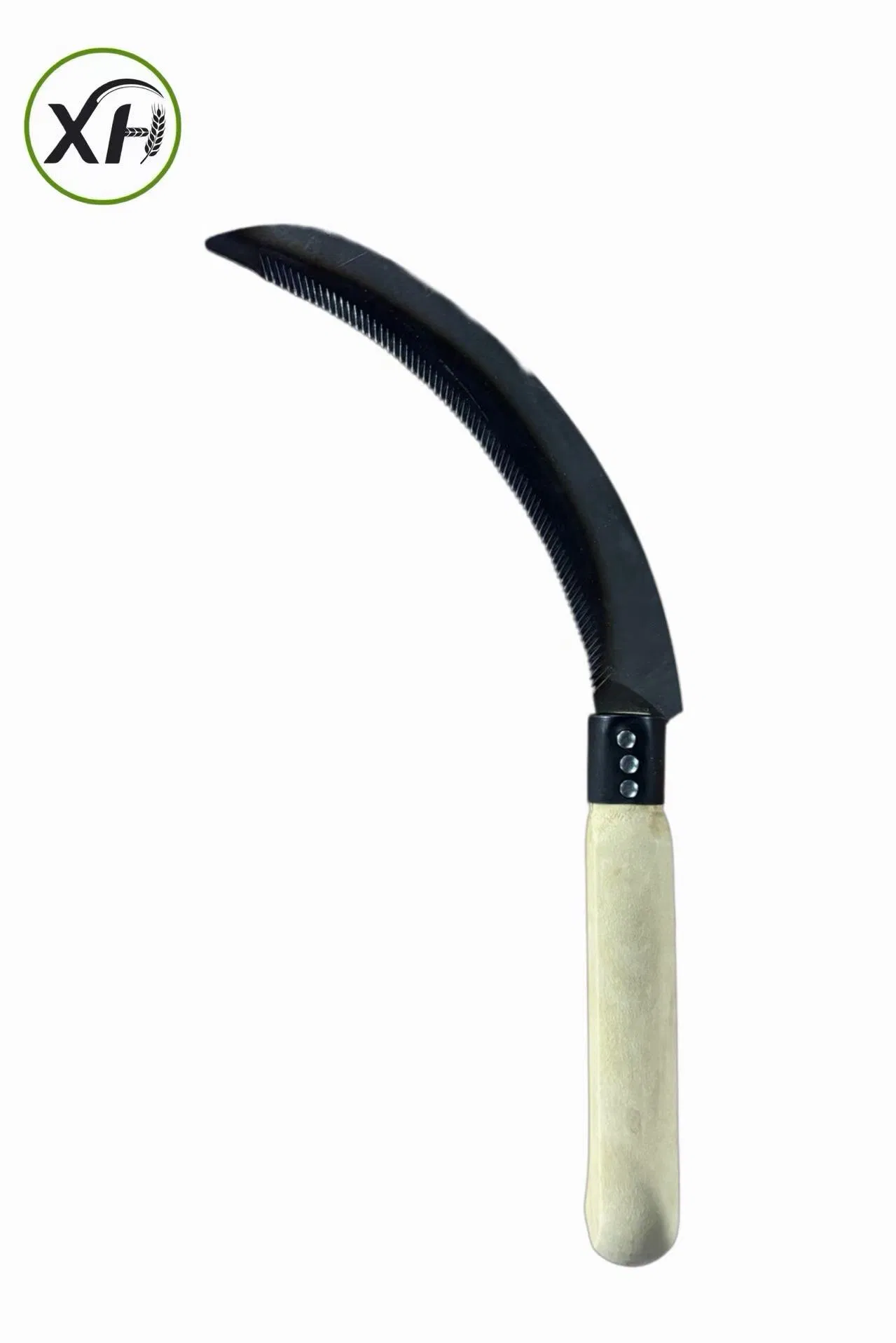 7.5'' Agricultural High Carbon Steel Grass Tooth Sickles Small Wooden Handle 2.8cm Ring 3 Nails Farming Sickles