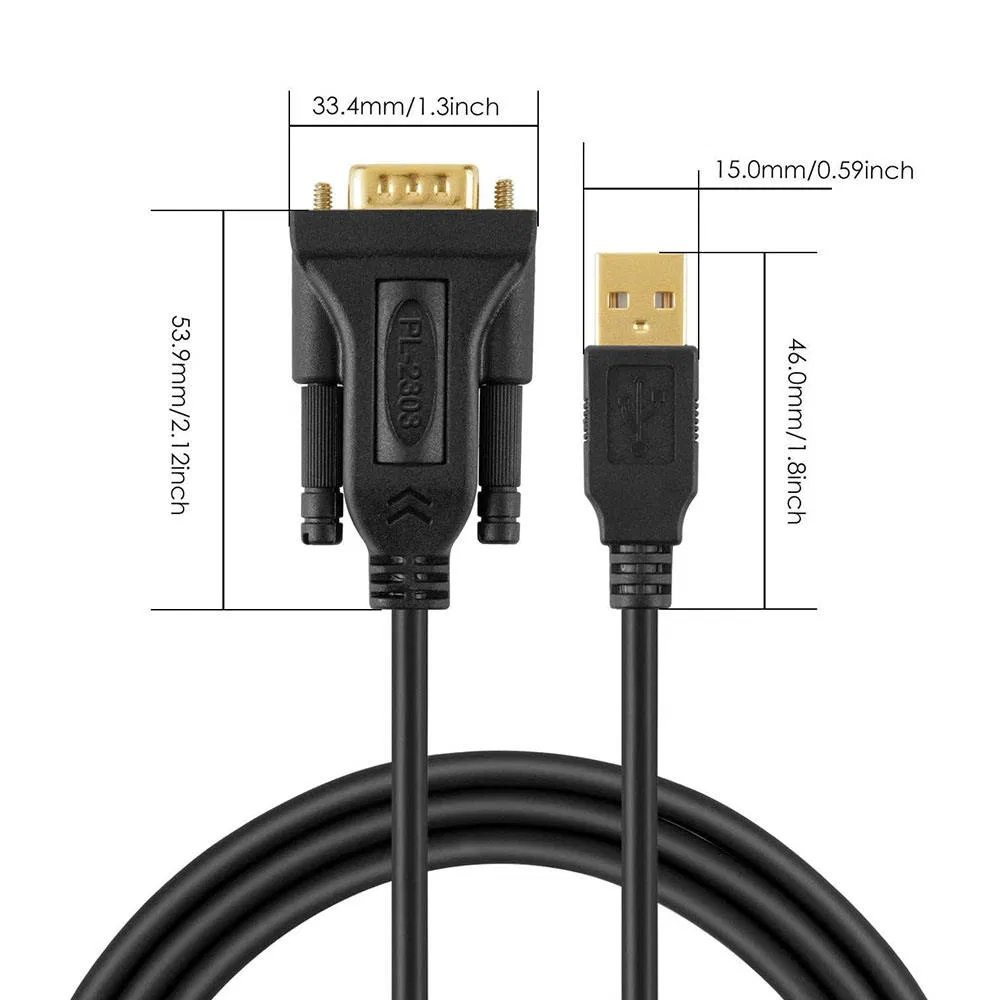 USB 2.0 to RS232 dB9 Male Cable with Prolific Chip Adapter for Cashier Register, Modem, Scanner, Digital Cameras