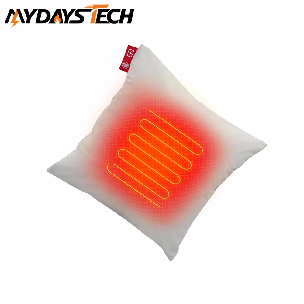 Mydays Tech Lightweight Lumbar Backrest Heated Throw Pillow for Indoor Outdoor Usage