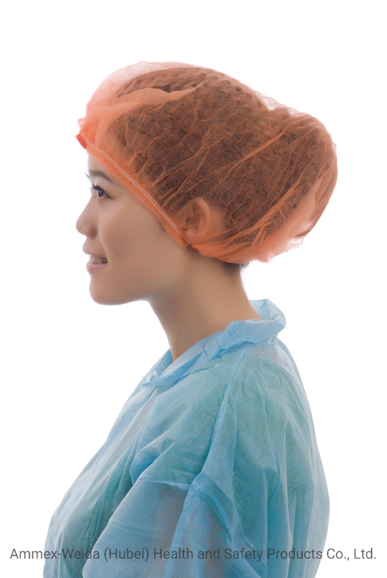 Disposable Non-Woven Mob Cap with Double Elastic Rubber Various Color and Customized Size Use for Prevent Dirt and Protect Head
