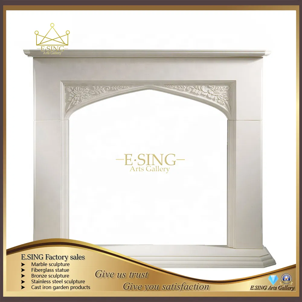 Luxurious High Quality Indoor Decoration White Marble Lady Statue Fireplace