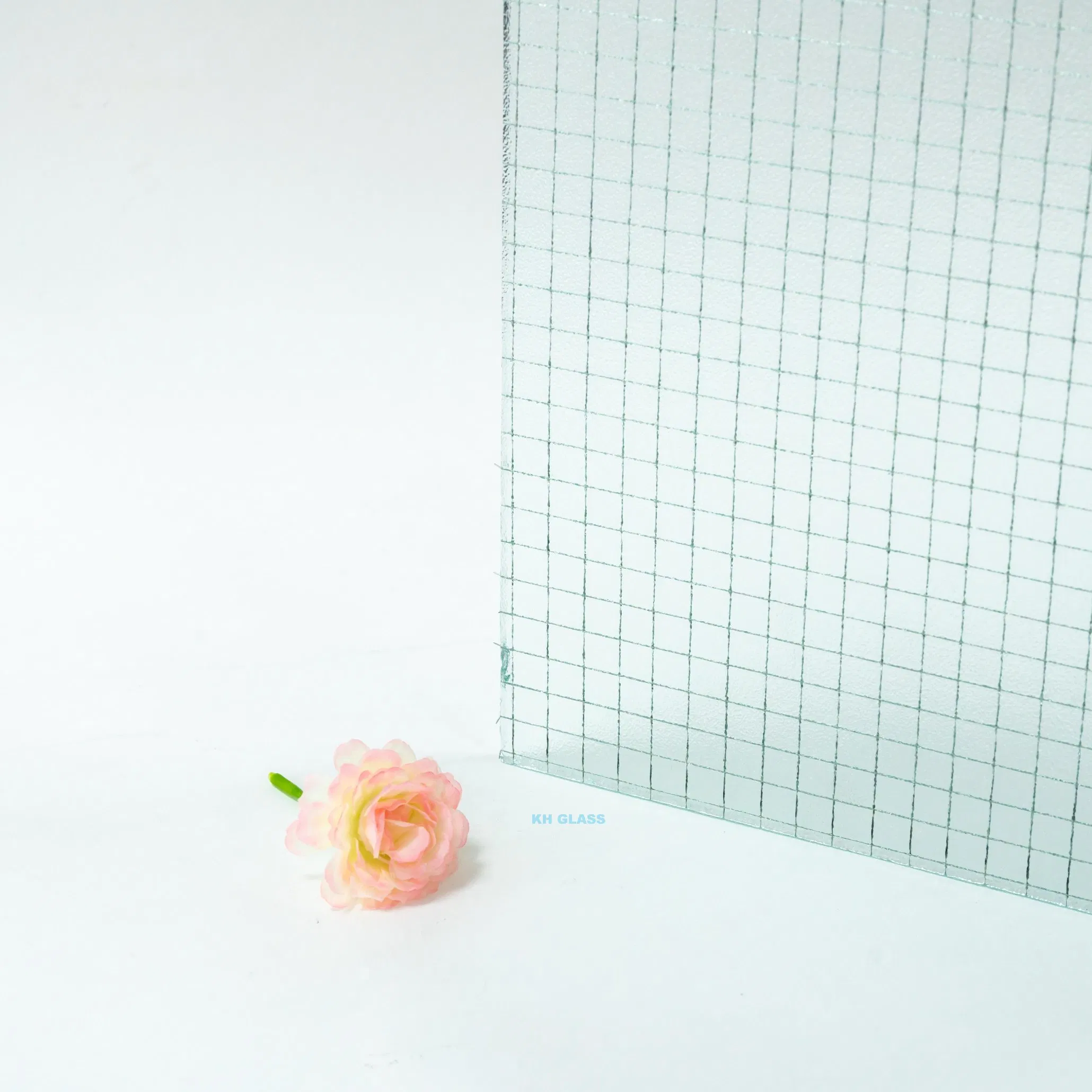 6mm 6.5mm 6.8mm Durable Fireproof Clear Acid Nashiji Wired Glass for Building