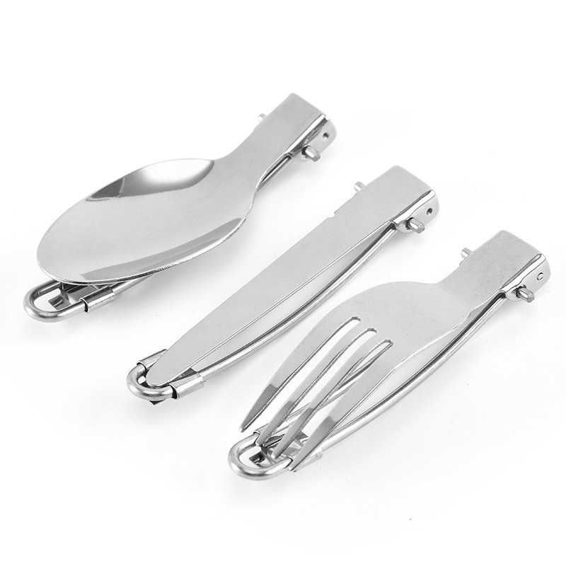 Folding Steel Wire Three Piece Set Camping Outdoor Stainless Steel Cutlery