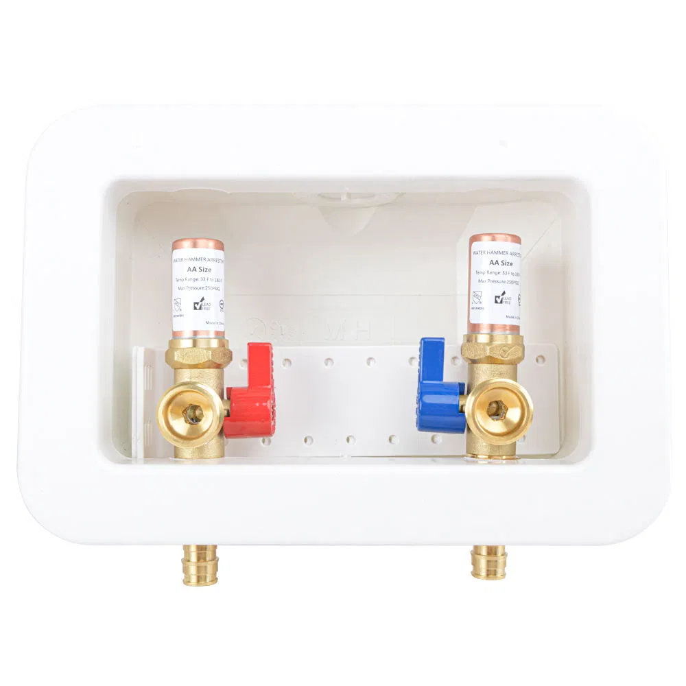 Безсвинцовая латунная коробка для стиральной машины 1/2" с гасителем гидроудара