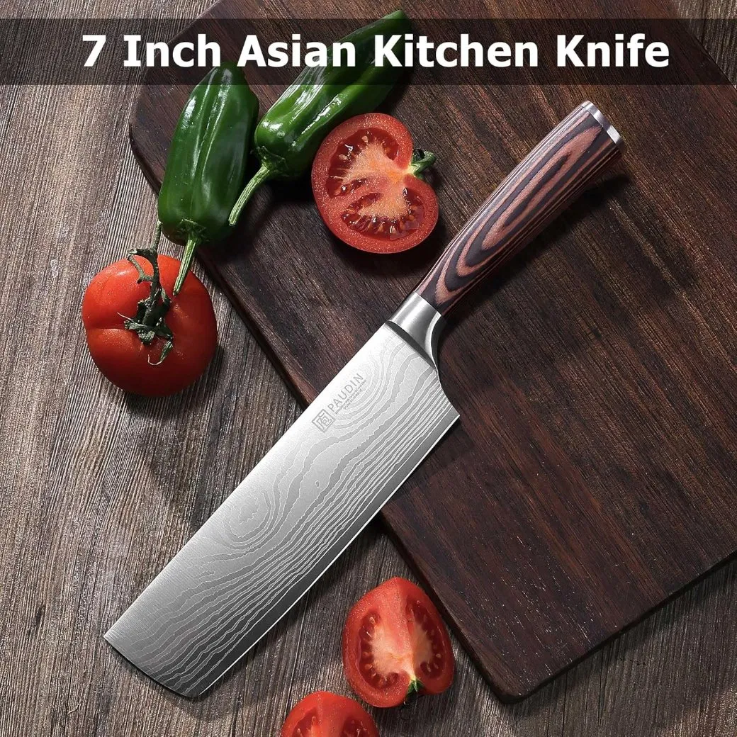 Razor Sharp Meat Cleaver and Vegetable Kitchen Knife, High Carbon Stainless Steel