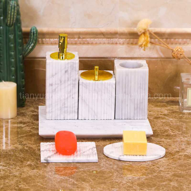 Bianco Carrara White/Natural Honed Marble Bathroom Accessories