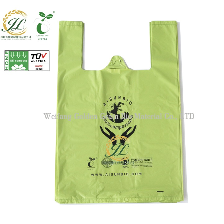 Biodegradable/Compostabe Vest Shopping Bag/Trush Bags/Mailing Bags/Flat Bags/Zip-Lock Bags/Clothes Bags/Garbage Bags En 13432 Standard with TUV