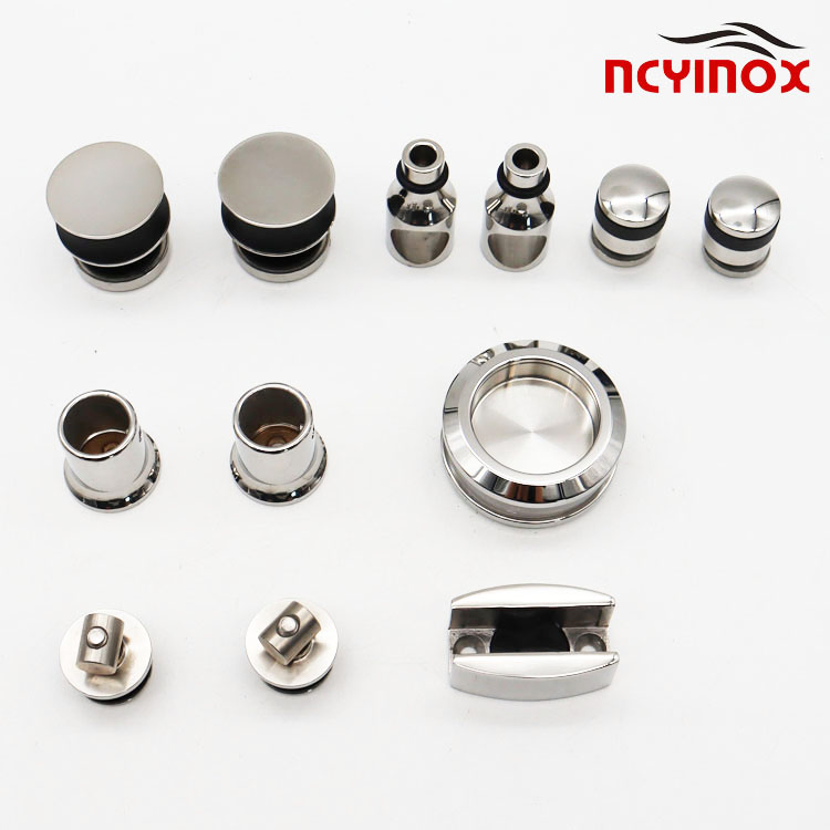 Frameless Rail System Screw Handle Roller Stainless Steel Full Set Shower Room Hardware