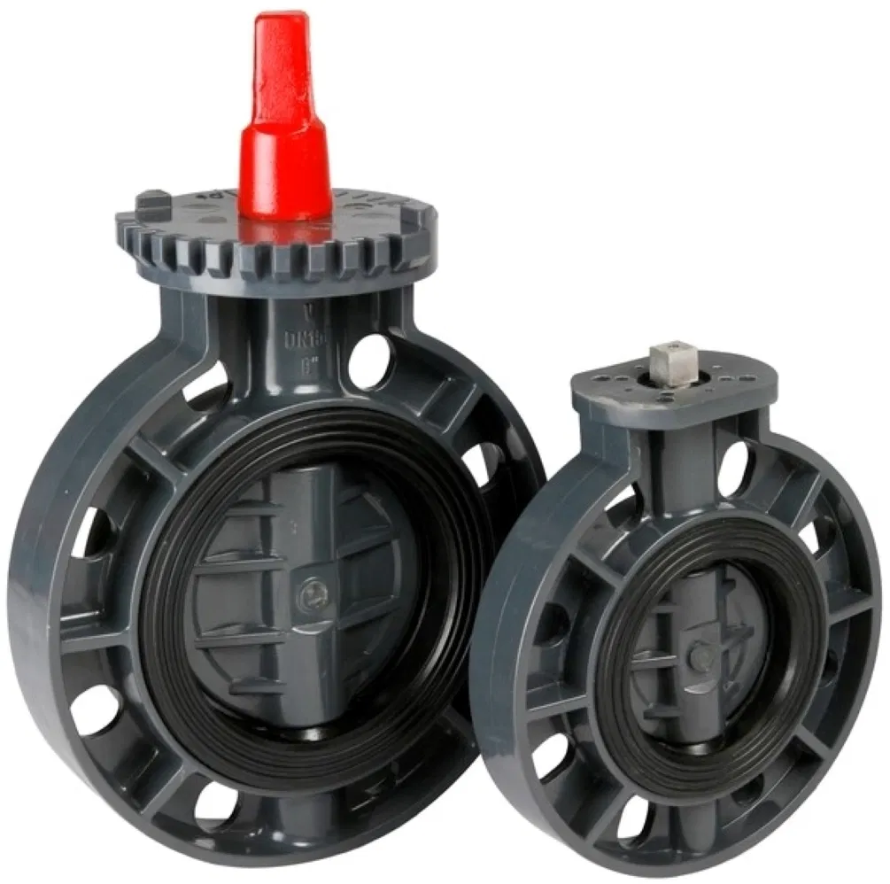 High Quality Plastic DIN ANSI JIS Standard PVC Manual Handle Butterfly Valve Level UPVC Wafer Worm Gear Non Actuator Butterfly Valve for Water Supply