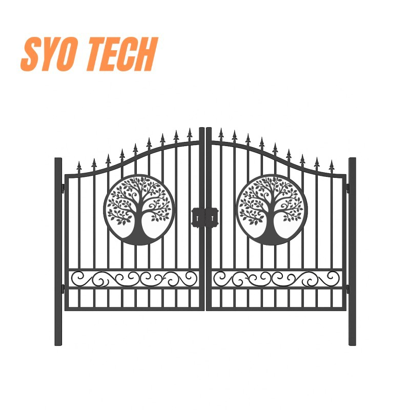 Wholesale New Design Heavy Duty Privacy Posts Driveway Black Steel/Metal Cast/Wrought Iron Gate for Fence/Main/Security/Entrance/House