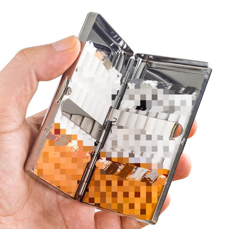 Ea530 Custom Engraved 14 Capacity Silver Leather Metal Zigarettenetui Zeit Tobacco Smoke Portable Luxury Cigarette Tin Case