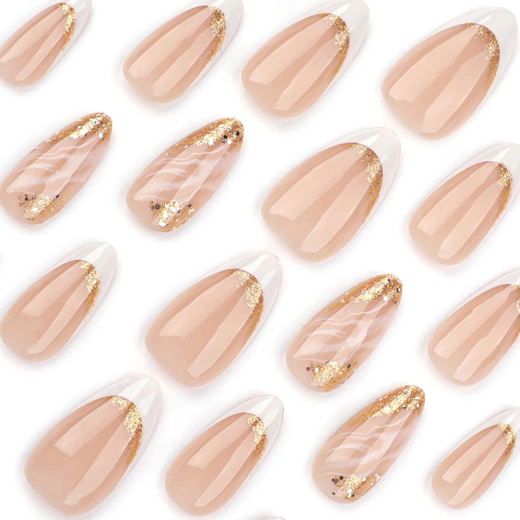 High Quality Press on Nails Fashion 24PCS Nails Reusable Press on False Nails with French Tip