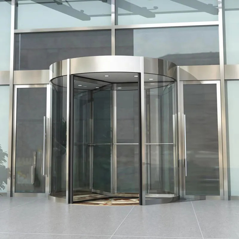 2 Wing 3 Wing Auto Rotate Aluminum Frame Hotel Lobby Two-Flap Revolving Glass Doors
